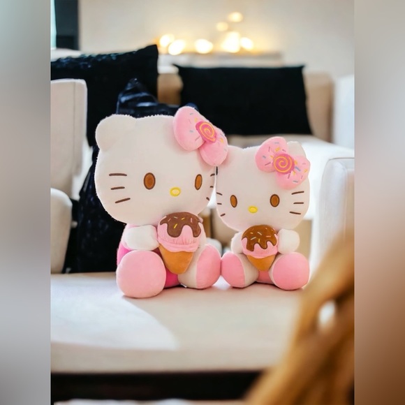 Adorable Kawaii Sanrio Hello Kitty Ice Cream Cone Plush Doll - Stuffed Toy - Picture 5 of 12